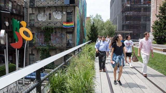 Real Estate NYC students take a tour of the High Line.